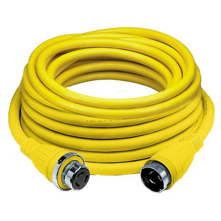 HUBBELL WIRING DEVICE-KELLEMS Locking Devices, Twist-Lock®, Marine Grade, Ship to Shore Cableset, 50A 125V, 2-Pole 3-Wire Grounding, Non-NEMA, Yellow HBL61CM43